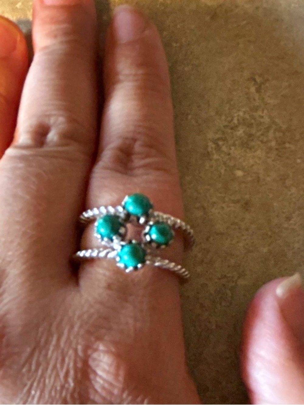 New oura ring 5 huggie Sterling Silver Ring with Turquoise Stones.